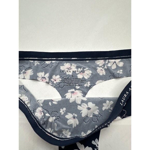Laura Ashley Thong Panties Navy Floral Seamless Underwear Womens Size S - Picture 3 of 4